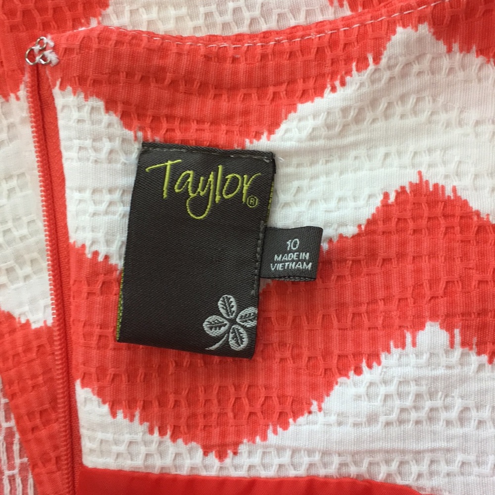 Taylor Red Orange A Line Printed Dress 10 NWT - Picture 5 of 7